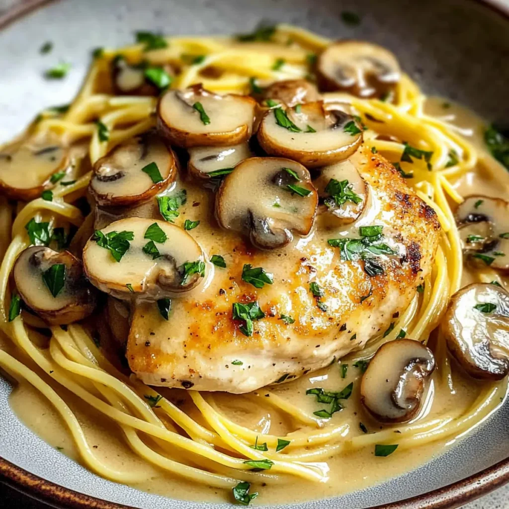 Chicken Piccata with Pasta & Mushrooms