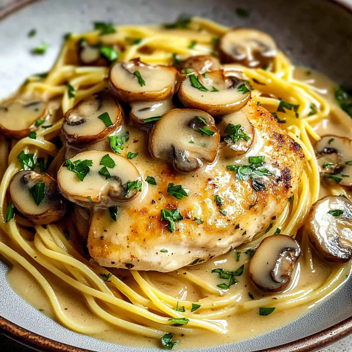 Chicken Piccata with Pasta & Mushrooms