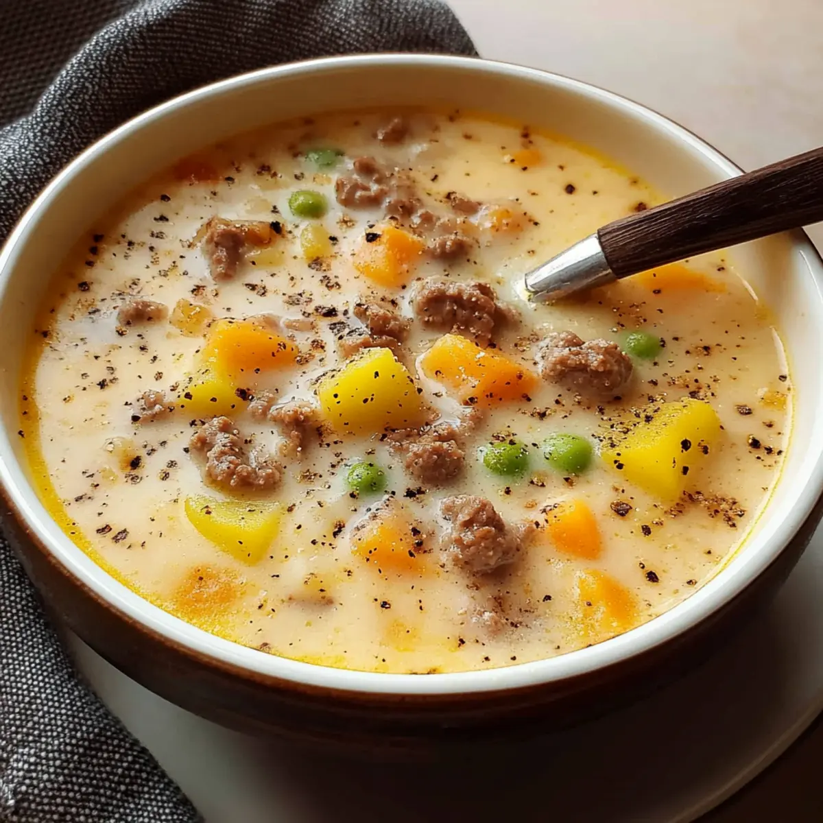 Cheesy Beef & Potato Soup