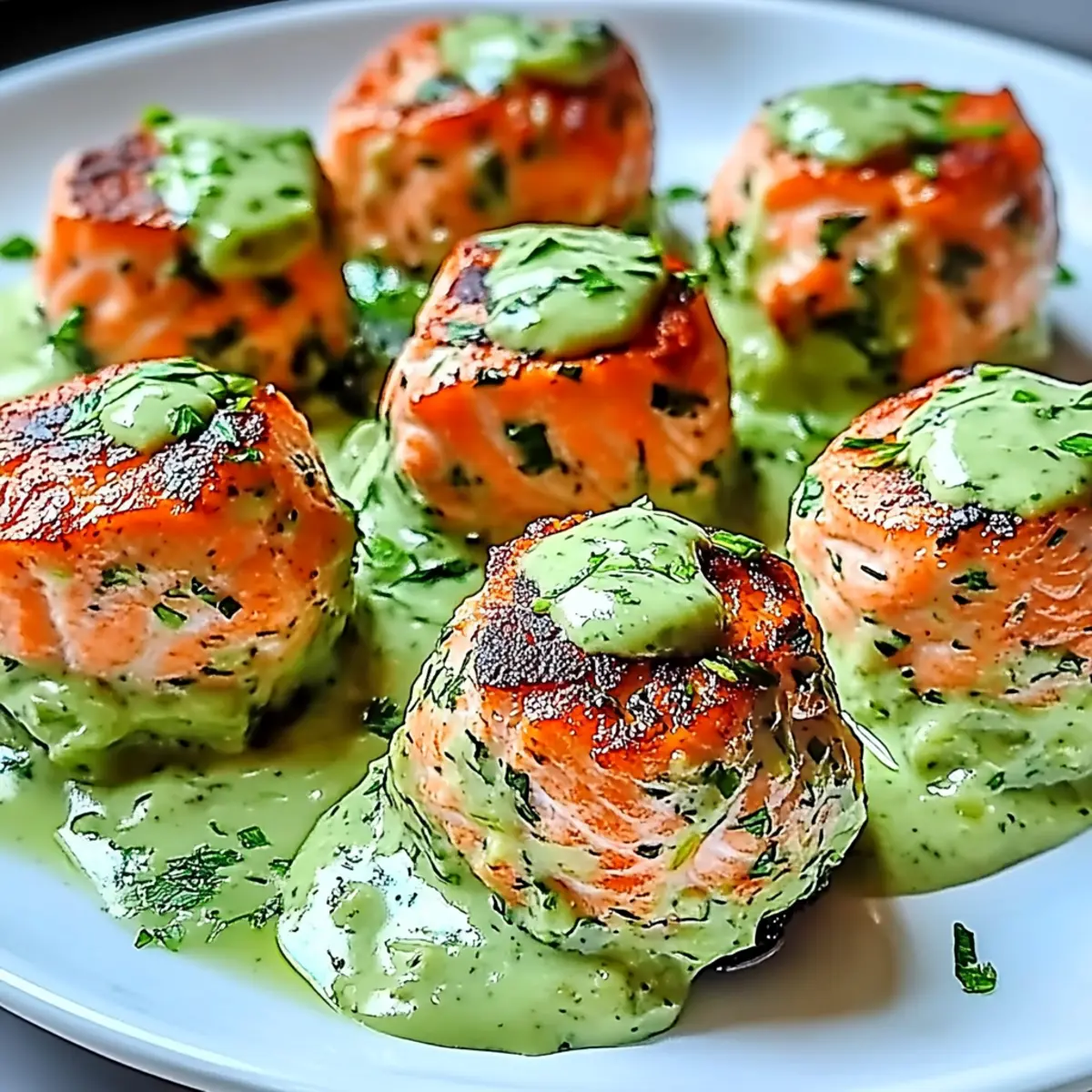 Salmon Balls with Avocado Sauce