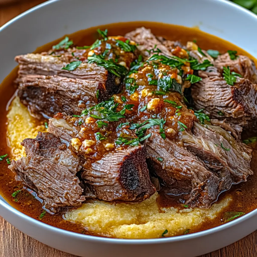 Italian Pot Roast Stracotto with Gorgonzola Polenta
