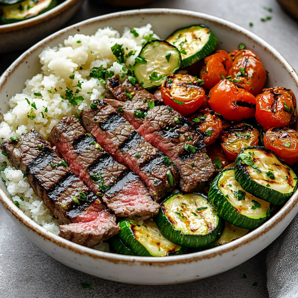 Grilled Steak Bowl with Zucchini