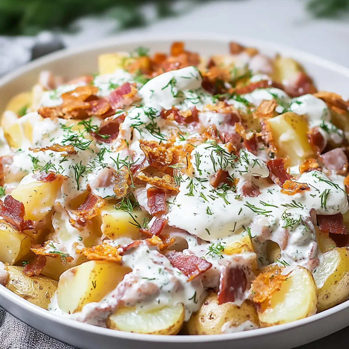 LOADED BAKED POTATO SALAD WITH BACON & SOUR CREAM