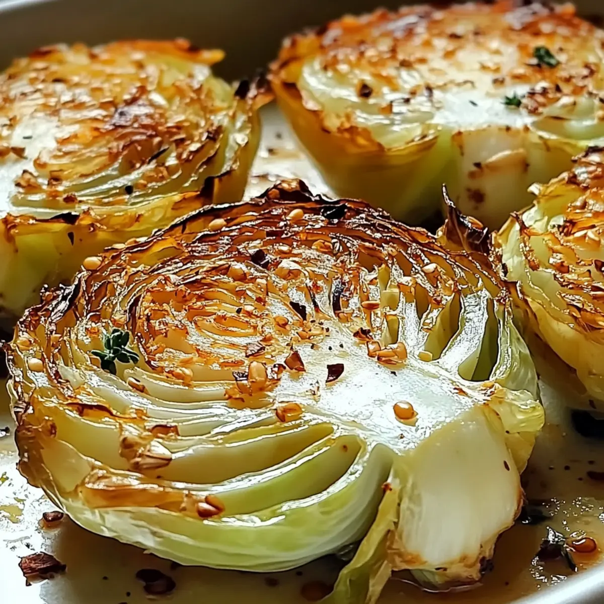 Garlic Butter Roasted Cabbage Steaks