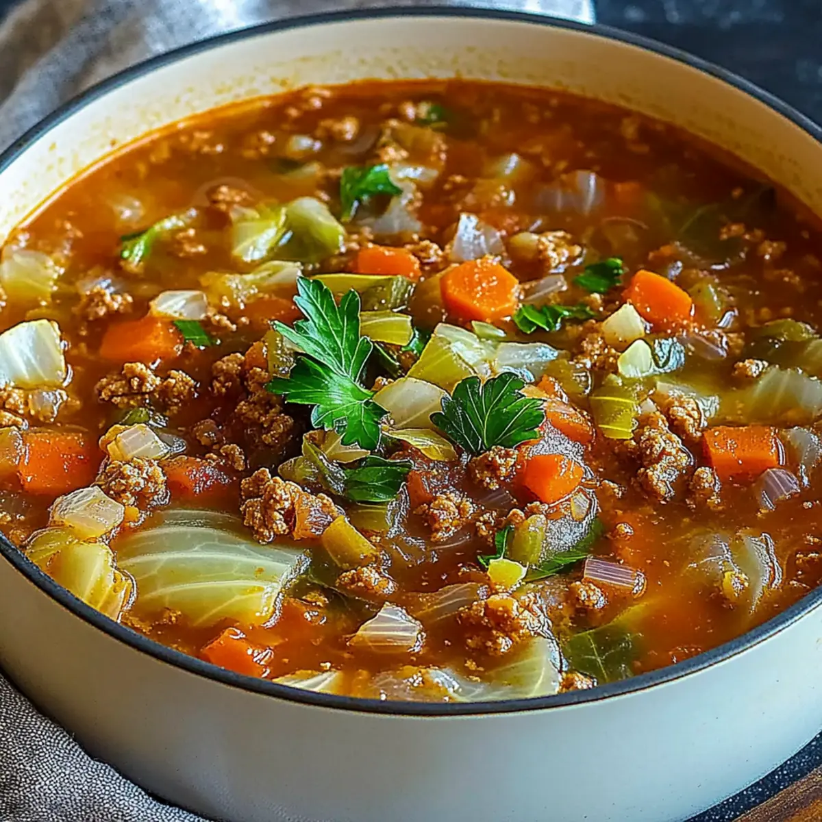 Cabbage Soup with Ground Beef