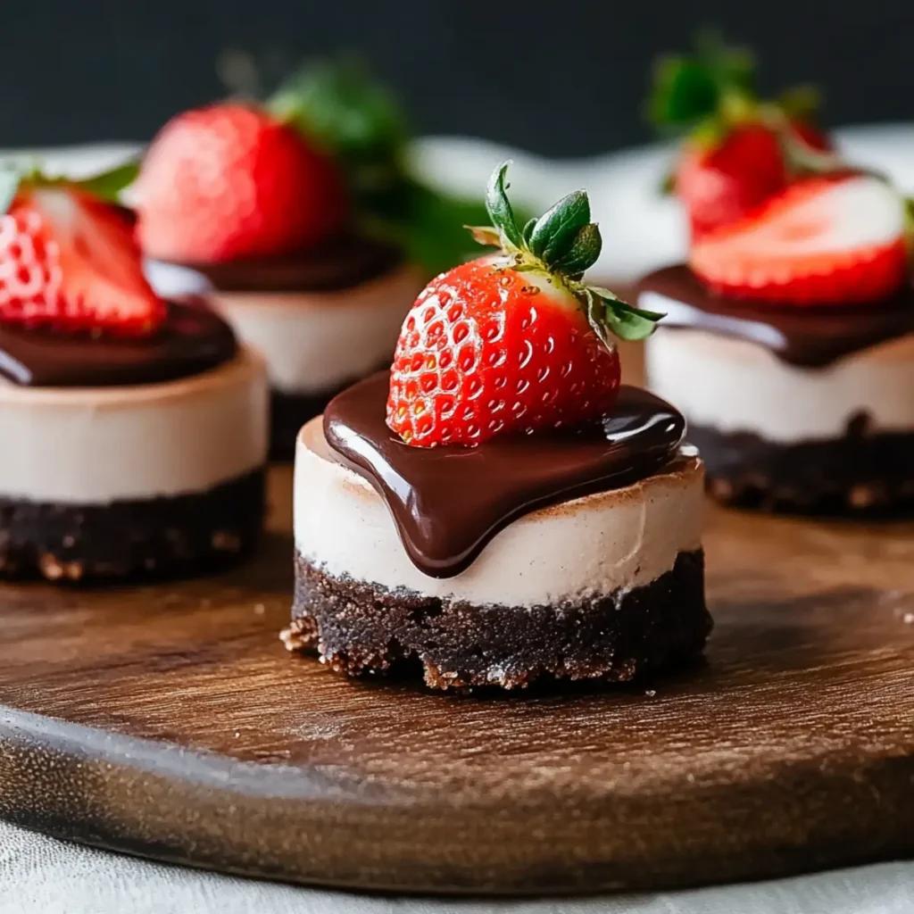 Chocolate Covered Strawberry Mini Cheesecakes